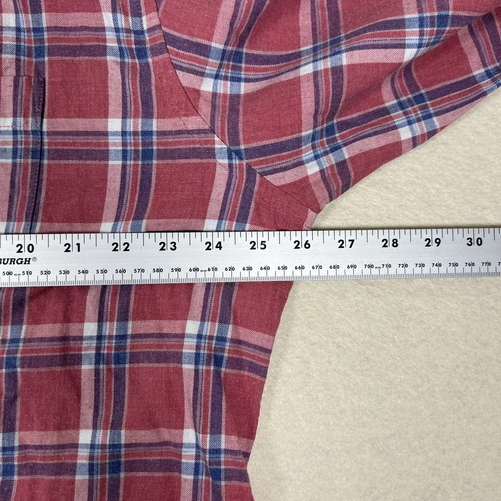 Peter Millar‎ Shirt Mens XL Red Blue Plaid Button Down Cotton Casual Long Sleeve